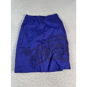 Boden Skirt Womens 8 Purple‎ Floral Embroidered Cotton Lined Knee Length Spring